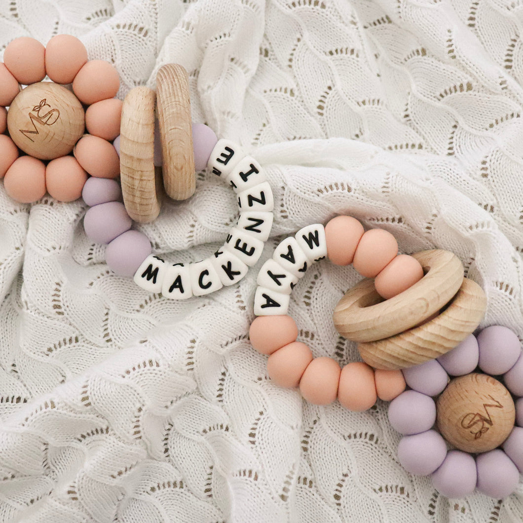 PERSONALISED DAISY teething rattle